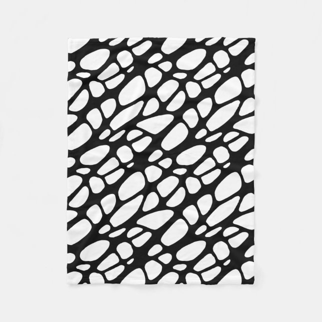 Black and White Gothic Organic Web Pattern Fleece Blanket (Front)