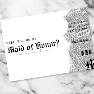 Black and White Gothic Rep Maid of Honour Proposal Card