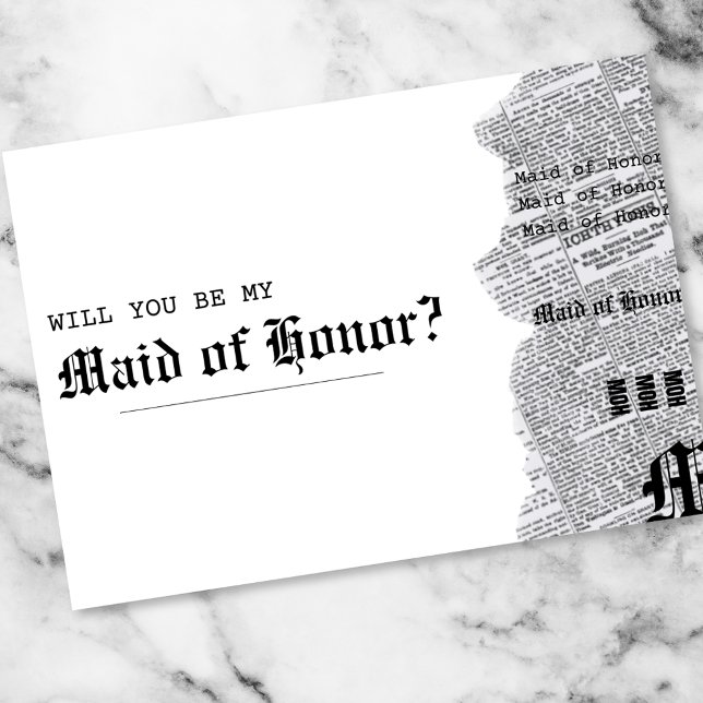 Black and White Gothic Rep Maid of Honour Proposal Card (Creator Uploaded)