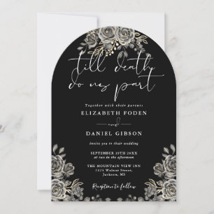 Black And White Gothic Roses Floral Arch Wedding Invitation