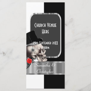 Black and white gothic skull wedding program programme