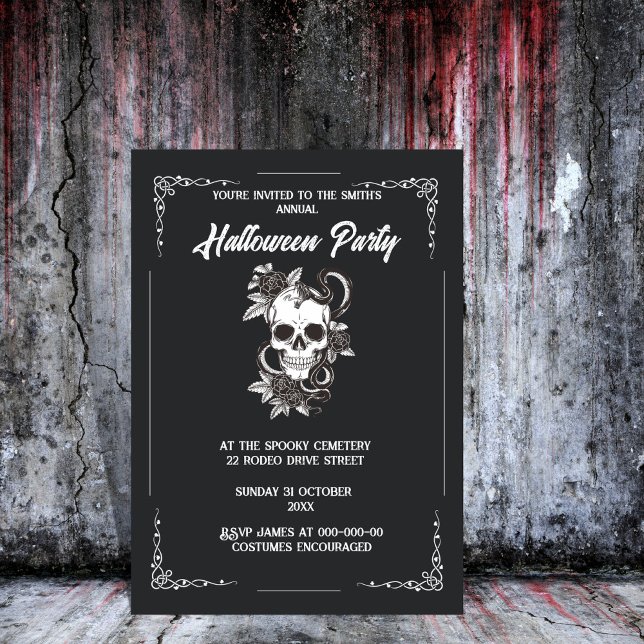 black and white  gothic spooky halloween invitation (Creator Uploaded)