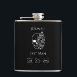 Black and white Gothic Wedding Best Man Hip Flask<br><div class="desc">Make a memorable gift to your best man with this stylish black and white rockabilly and gothic wedding best man flask! This modern black and white flask features skull, lettering other gothic elements, making it perfect for those who want to add a rock and roll twist to their big day....</div>