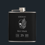 Black and white Gothic Wedding Best Man Hip Flask<br><div class="desc">Make a memorable gift to your best man with this stylish black and white rockabilly and gothic wedding best man flask! This modern black and white flask features skull, lettering other gothic elements, making it perfect for those who want to add a rock and roll twist to their big day....</div>