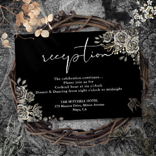Black And White Gothic Wedding Reception Enclosure Card