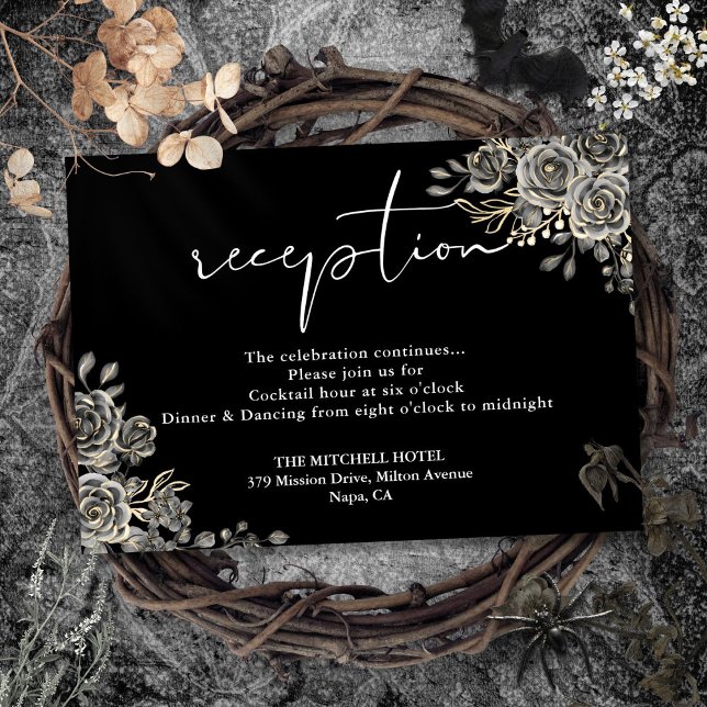 Black And White Gothic Wedding Reception Enclosure Card (Black And White Gothic Wedding Reception Enclosure Card)