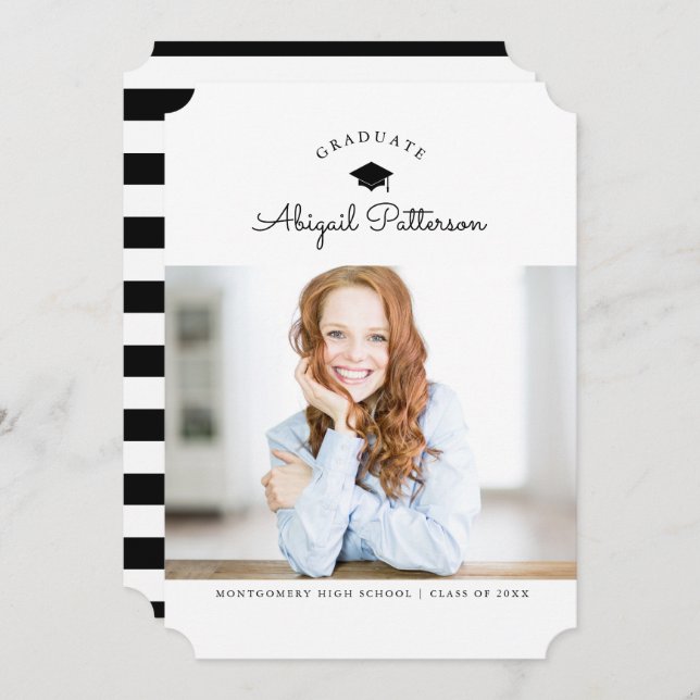 Black and White Grad Party Invitation (Front/Back)