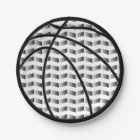 Black and White Gradient Basketball Paper Plates