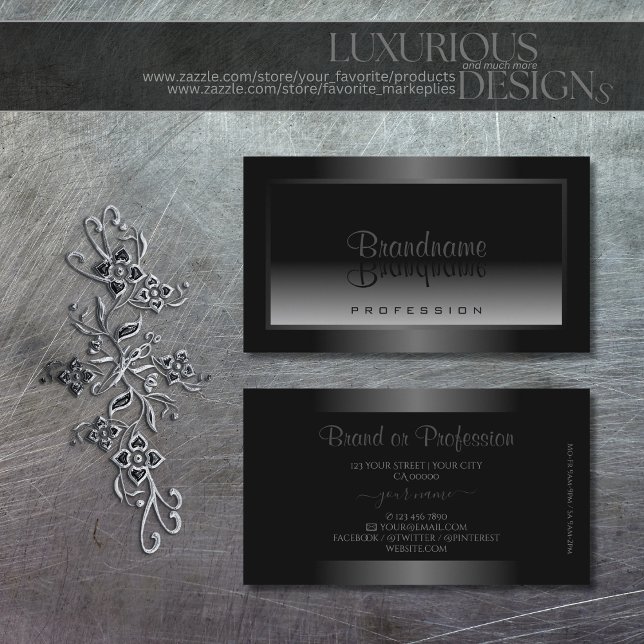 Black and White Gradient Shimmery Frame Stylish Business Card (Creator Uploaded)