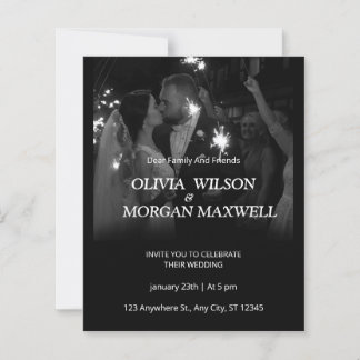 Black and White Gradient Wedding Invitation