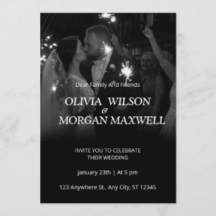 Black and White Gradient Wedding Invitation