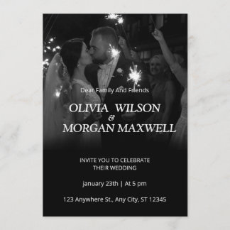 Black and White Gradient Wedding Invitation