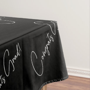 Black and White Graduate Elegant Modern Graduation Tablecloth
