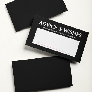 Black and White Graduate Student Graduation Party Advice Card