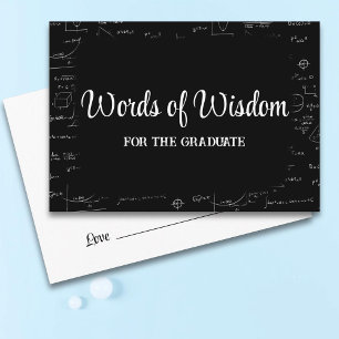 Black and White Graduate Words of Wisdom Advice Enclosure Card