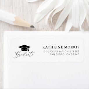 black and white graduation address label