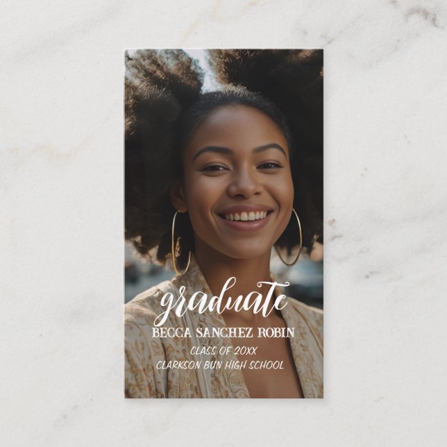 Black and white graduation class of 2025 qr code enclosure card (Front)