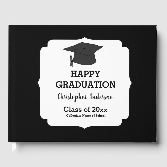 Black and White Graduation Class of  Guest Book (Front)