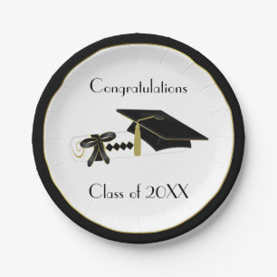 Black and White Graduation Custom Paper Plates