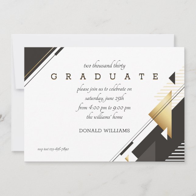 Black and White Graduation Invitation (Front)