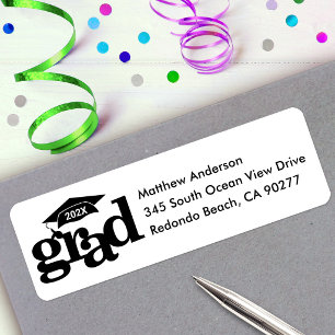 Black and White Graduation Modern Type Cap Address