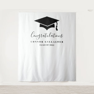 Black And White Graduation Party Backdrop Tapestry