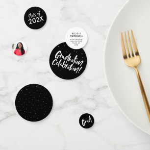 Black and white graduation party confetti