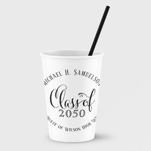 Black and White Graduation Party Custom Paper Cups