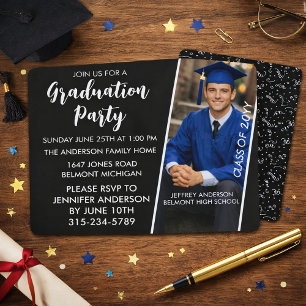 Black and White Graduation Party Invitation