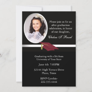 Black and White Graduation Party Photo Invitation