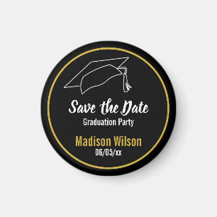 Black and White Graduation Party Save the Date Magnet