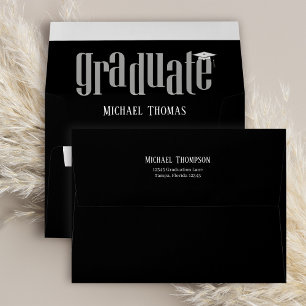Black and White Graduation Personalised Envelope