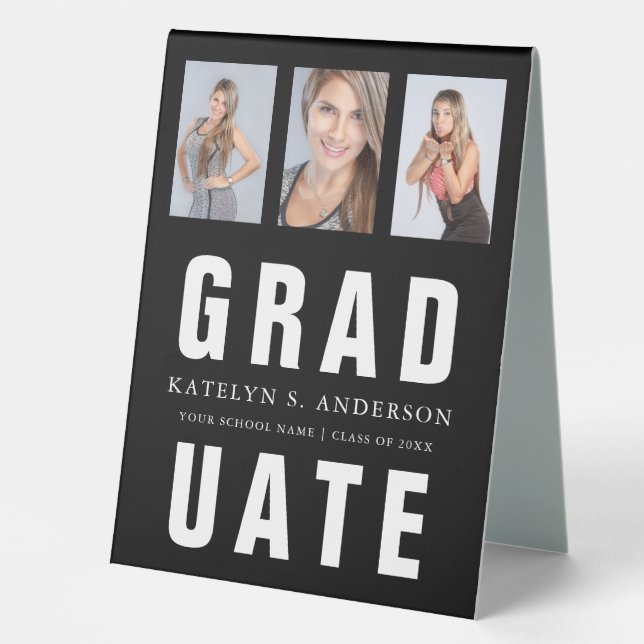 Black and White Graduation Photo Collage Custom (Front)