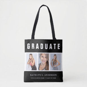 Black and White Graduation Photo Collage Tote Bag