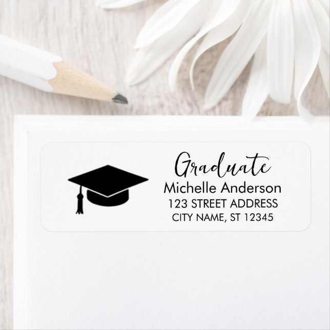 Black and White Graduation Return Address Label    (Insitu)