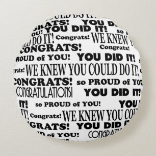 Black and White  Graduation Word Art Throw Pillow