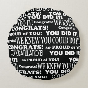Black and White  Graduation Word Art Throw Pillow
