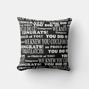 Black and White  Graduation Word Art Throw Pillow