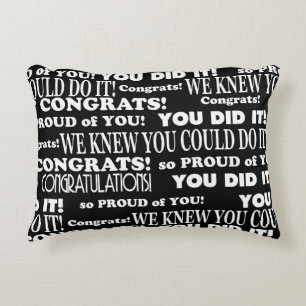 Black and White  Graduation Word Art Throw Pillow