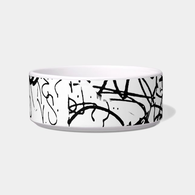 Black and White Graffiti Abstract Collage Bowl (Front)