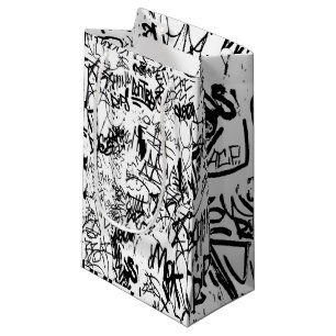 Black and White Graffiti Abstract Collage Small Gift Bag