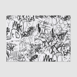 Black and White Graffiti Abstract Collage Tissue Paper