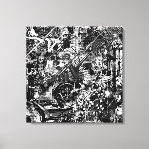 black and white graffiti canvas print