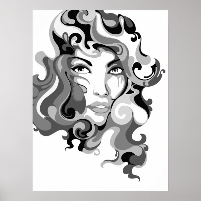Black and white graffiti girl poster (Front)
