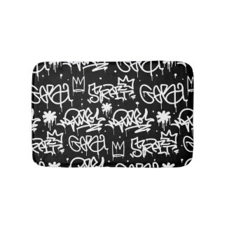 Black and White Graffiti pattern Bath Mat