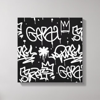 Black and White Graffiti pattern Canvas Print