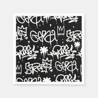 Black and White Graffiti pattern Napkin
