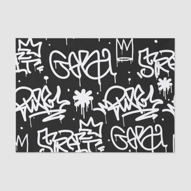 Black and White Graffiti pattern Tissue Paper (Front)