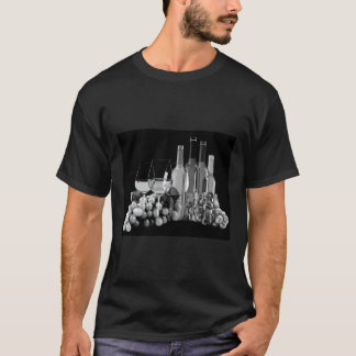 Black And White Grapes Wine Glasses And Bottles T-Shirt