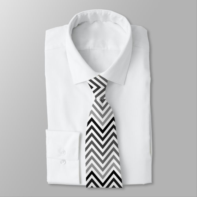 Black and white graphic design Zigzag Pattern Tie (Tied)
